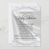 Invitation Bleu et gris Vintage bébé garçon douche (Dos)