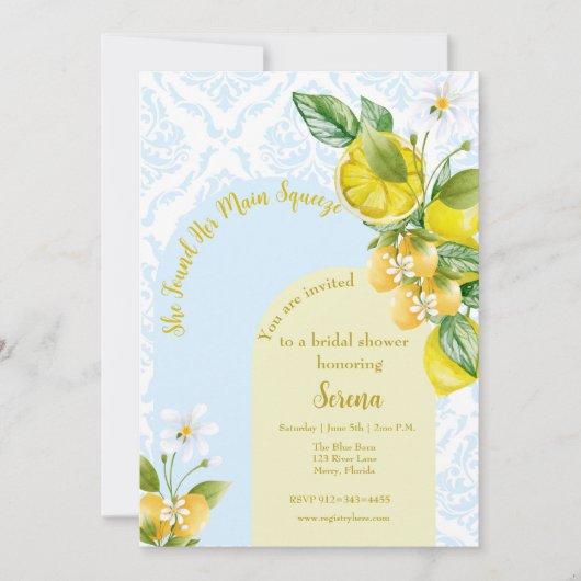 Invitation Bleu et Jaune Elle a trouvé sa Squeeze principale (Devant)