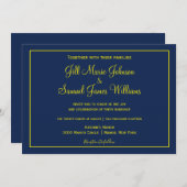 Invitation Bleu et jaune Mariage (Devant / Derrière)