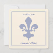 Invitation Bleu et mariage formel de White Fleur de Lis (Dos)