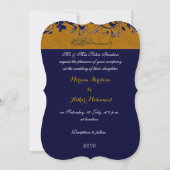 Invitation Bleu et mariage ou fiançailles musulman d'or (Dos)