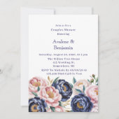 Invitation Bleu et Marine Couples Peony Couples Douche (Devant)