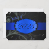 Invitation Bleu et noir 2025 Graduation Party (Devant)