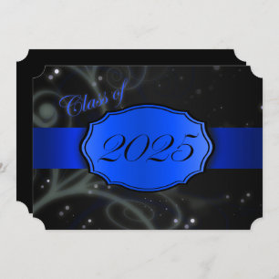 Invitation Bleu et noir 2025 Graduation Party
