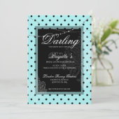 Invitation bleu et noir à pois (Debout devant)