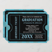 Invitation Bleu et noir Graduation / Billet de fête Invitatio (Devant / Derrière)