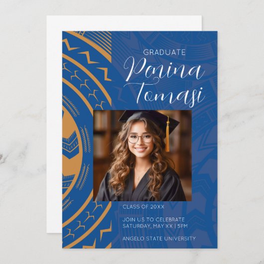 Invitation Bleu et or (Devant / Derrière)