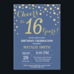 Invitation Bleu et or 16ème Anniversaire Diamant<br><div class="desc">16e anniversaire Invitation avec Arrière - plan Diamond Parties scintillant Bleu et Or. Confetti d'or. Anniversaire enfant. Ado adolescent garçon ou fille anniversaire. Pour plus de personnalisation,  cliquez sur le bouton "Customiser" et utilisez notre outil de conception pour modifier ce modèle.</div>