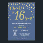 Invitation Bleu et or 16ème Anniversaire Diamant<br><div class="desc">16e anniversaire Invitation avec Arrière - plan Diamond Parties scintillant Bleu et Or. Confetti d'or. Anniversaire enfant. Ado adolescent garçon ou fille anniversaire. Pour plus de personnalisation,  cliquez sur le bouton "Customiser" et utilisez notre outil de conception pour modifier ce modèle.</div>
