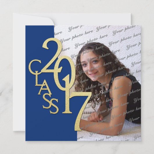 Invitation Bleu et or 2017 Graduation (Devant)