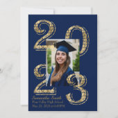 Invitation Bleu et or 2023 Diplôme Photo (Devant)