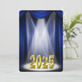 Invitation Bleu et or 2025 Graduation en vedette (Debout devant)