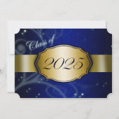 Invitation Bleu et or 2025 Graduation Party (Devant)