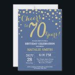 Invitation Bleu et or 70e Anniversaire Diamant<br><div class="desc">70e anniversaire Invitation avec Parties scintillant bleue et or Arrière - plan diamant. Confetti d'or. Anniversaire adulte. Hommes ou Femmes Anniversaire. Pour plus de personnalisation,  cliquez sur le bouton "Customiser" et utilisez notre outil de conception pour modifier ce modèle.</div>