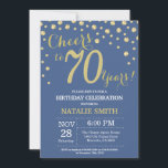 Invitation Bleu et or 70e Anniversaire Diamant<br><div class="desc">70e anniversaire Invitation avec Parties scintillant bleue et or Arrière - plan diamant. Confetti d'or. Anniversaire adulte. Hommes ou Femmes Anniversaire. Pour plus de personnalisation,  cliquez sur le bouton "Customiser" et utilisez notre outil de conception pour modifier ce modèle.</div>