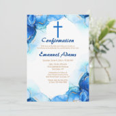 Invitation Bleu et or Abstrait religieux (Debout devant)