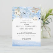 Invitation Bleu et or Aquarelle Florale (Debout devant)