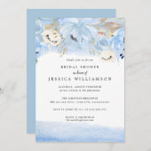 Invitation Bleu et or Aquarelle Florale (Devant / Derrière)