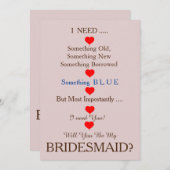 Invitation Bleu et or avec coeur Serez-vous ma servante d'acc (Devant / Derrière)