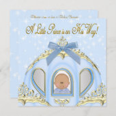 Invitation Bleu et or Baby shower afro-américain (Devant / Derrière)