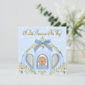 Invitation Bleu et or Baby shower afro-américain (Debout devant)