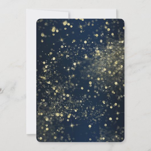 Invitation Bleu et or brillant brillant glam Sweet 16 Partie (Dos)