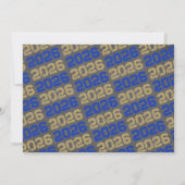 Invitation Bleu et or Chalkboard Graduation Photo (Dos)