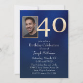 Invitation Bleu et or de la marine masculine 40e anniversaire (Devant)