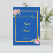 Invitation Bleu et or élégant (Debout devant)