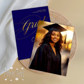 Invitation Bleu et or Minimal scénarisé Cérémonie de Grad Pho