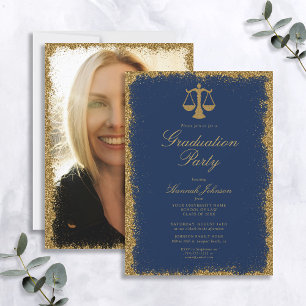 Invitation Bleu et or Parties scintillant de droit École de d