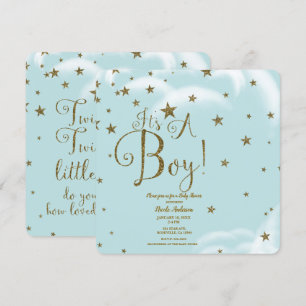 Invitation Bleu et or Parties scintillant Stars C'est un Baby