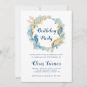 Invitation Bleu et or sous la mer Boy Anniversaire (Devant)