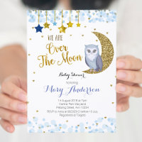 Bleu et or sur le Baby shower de la Chouette Lune