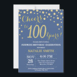 Invitation Bleu et or Surprise 100e Anniversaire Diamant<br><div class="desc">Surprise 100e anniversaire Invitation avec Arrière - plan Diamant Parties scintillant Bleu et Or. Confetti d'or. Anniversaire adulte. Hommes ou Femmes Anniversaire. Pour plus de personnalisation,  cliquez sur le bouton "Customiser" et utilisez notre outil de conception pour modifier ce modèle.</div>