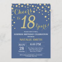 Bleu et or Surprise 18e Anniversaire Diamant