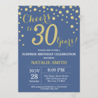 Bleu et or Surprise 30e Anniversaire Diamant