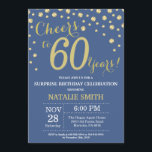 Invitation Bleu et or Surprise 60e Anniversaire Diamant<br><div class="desc">Surprise 60e anniversaire Invitation avec Parties scintillant bleue et or Arrière - plan diamant. Confetti d'or. Anniversaire adulte. Hommes ou Femmes Anniversaire. Pour plus de personnalisation,  cliquez sur le bouton "Customiser" et utilisez notre outil de conception pour modifier ce modèle.</div>