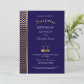 Invitation Bleu et or Surprise Anniversaire de la Marine (Debout devant)
