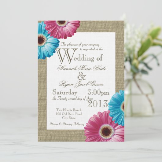 Invitation Bleu et rose (Debout devant)