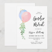 Invitation bleu et rose balon bébé sexe révéler (Devant / Derrière)