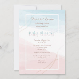 Invitation Bleu et Rose Moderne
