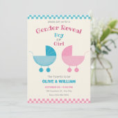 Invitation Bleu et rose poussette sexe révéler (Debout devant)