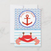 Invitation Bleu et rouge Crabe de plage Baby shower Invitatio (Devant)