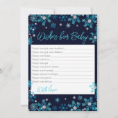 Invitation Bleu et Silver Snowflakes souhaits pour bébé (Devant)