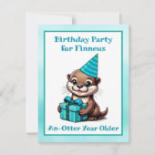 Invitation Bleu et Turquoise Otter Boy's Birthday Party (Devant)