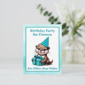 Invitation Bleu et Turquoise Otter Boy's Birthday Party (Debout devant)