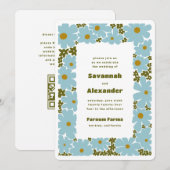 Invitation Bleu et vert de la forêt Super fleurs Boho Mariage (Devant / Derrière)