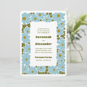 Invitation Bleu et vert de la forêt Super fleurs Boho Mariage