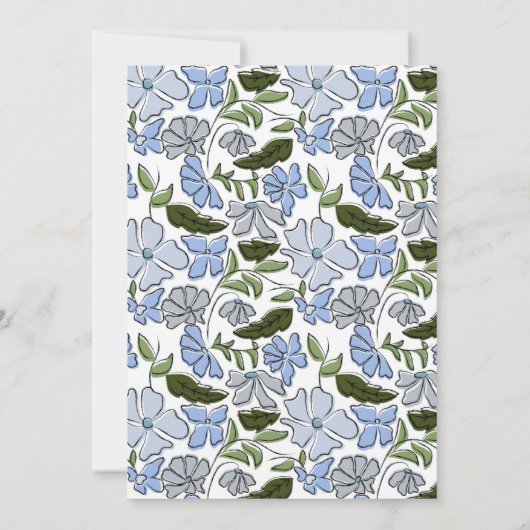 Invitation Bleu et vert Floral Block Imprimer Garçon Annivers (Dos)